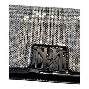 Badgley Mischka Grey Plaid Sequin WOOL Cross Body Purse NWT